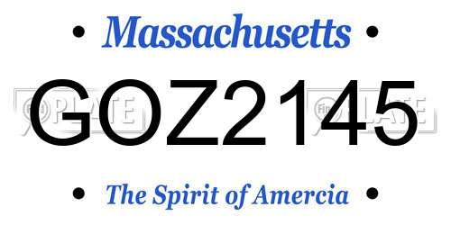 GOZ2145 Massachusetts License Plate