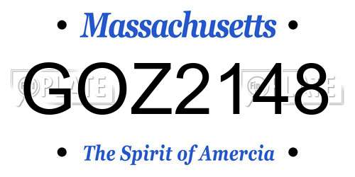 GOZ2148 Massachusetts License Plate