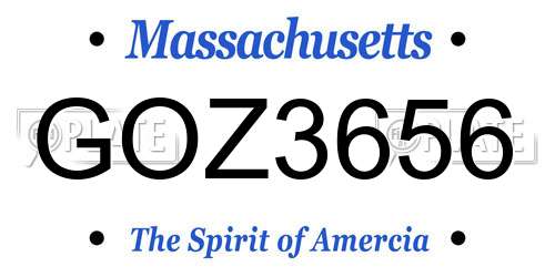 GOZ3656 Massachusetts License Plate