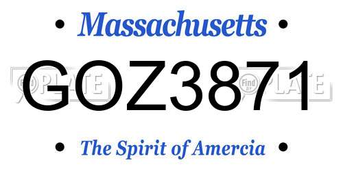 GOZ3871 Massachusetts License Plate