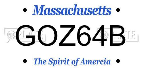 GOZ64B Massachusetts License Plate