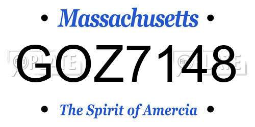 GOZ7148 Massachusetts License Plate