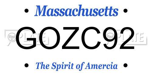 GOZC92 Massachusetts License Plate