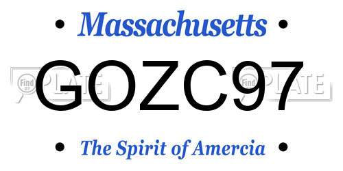 GOZC97 Massachusetts License Plate
