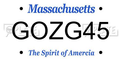 GOZG45 Massachusetts License Plate