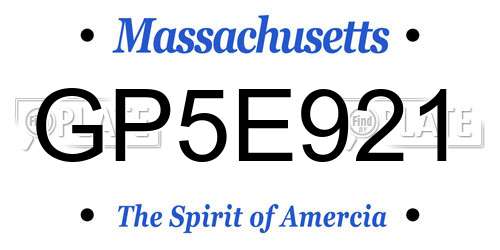 GP5E921 Massachusetts License Plate