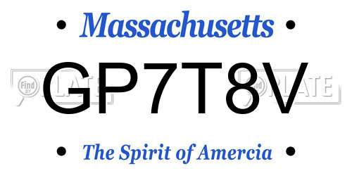 GP7T8V Massachusetts License Plate