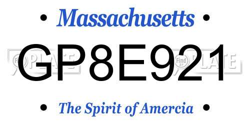 GP8E921 Massachusetts License Plate