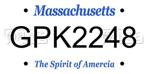 GPK2248 Massachusetts License Plate