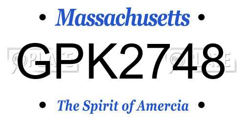 GPK2748 Massachusetts License Plate