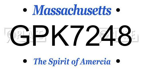 GPK7248 Massachusetts License Plate
