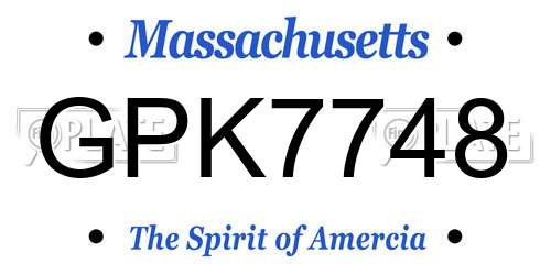 GPK7748 Massachusetts License Plate