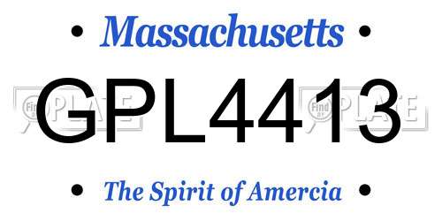 GPL4413 Massachusetts License Plate