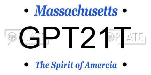 GPT21T Massachusetts License Plate