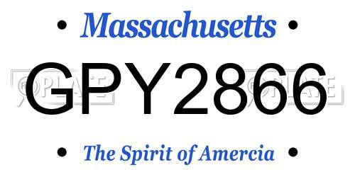 GPY2866 Massachusetts License Plate