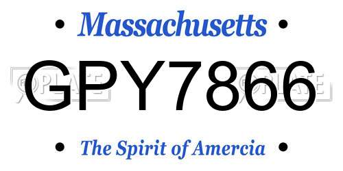 GPY7866 Massachusetts License Plate