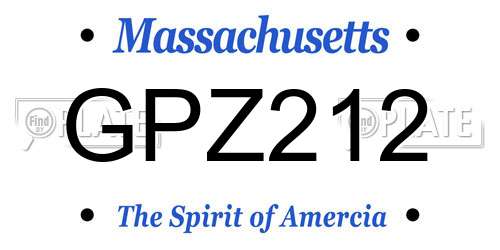 GPZ212 Massachusetts License Plate