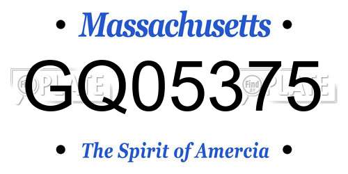 GQ05375 Massachusetts License Plate