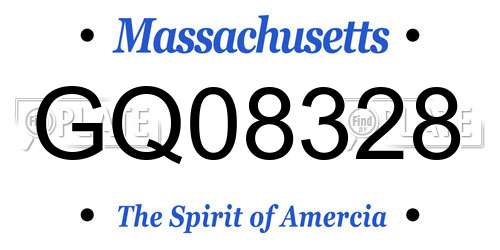 GQ08328 Massachusetts License Plate
