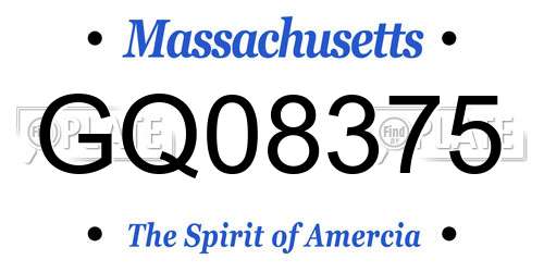 GQ08375 Massachusetts License Plate