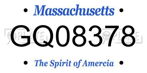 GQ08378 Massachusetts License Plate