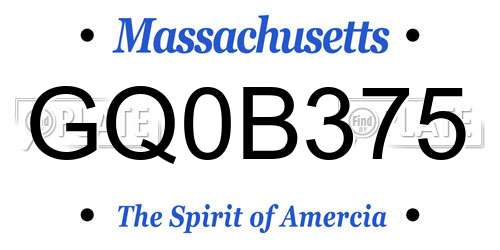 GQ0B375 Massachusetts License Plate