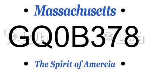 GQ0B378 Massachusetts License Plate
