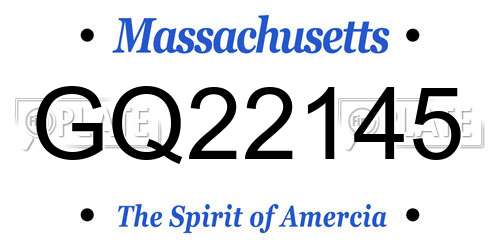 GQ22145 Massachusetts License Plate