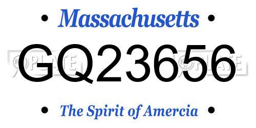 GQ23656 Massachusetts License Plate