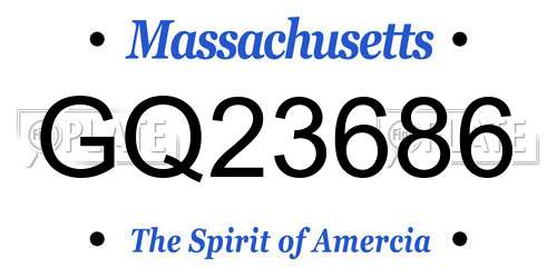 GQ23686 Massachusetts License Plate