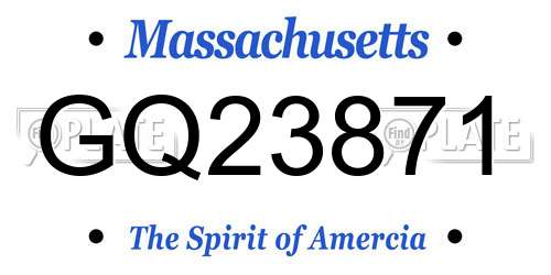 GQ23871 Massachusetts License Plate