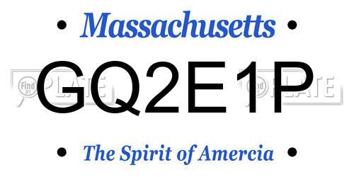 GQ2E1P Massachusetts License Plate
