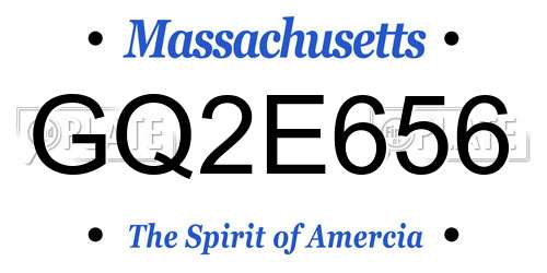 GQ2E656 Massachusetts License Plate