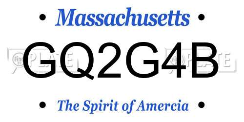 GQ2G4B Massachusetts License Plate