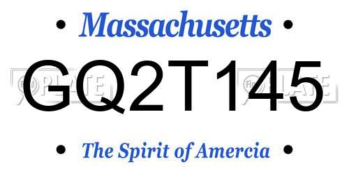 GQ2T145 Massachusetts License Plate