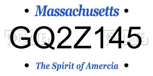 GQ2Z145 Massachusetts License Plate