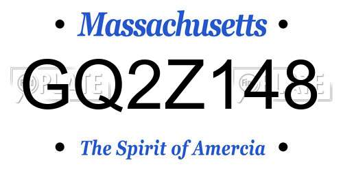 GQ2Z148 Massachusetts License Plate