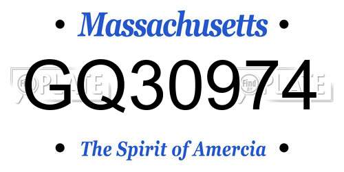 GQ30974 Massachusetts License Plate
