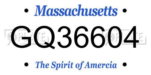 GQ36604 Massachusetts License Plate