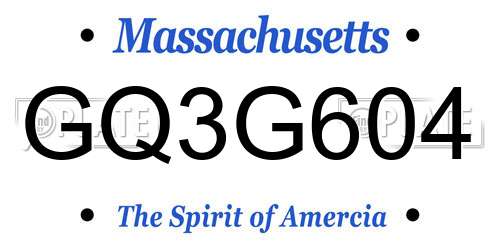 GQ3G604 Massachusetts License Plate