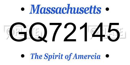 GQ72145 Massachusetts License Plate