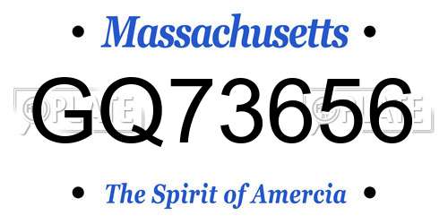 GQ73656 Massachusetts License Plate