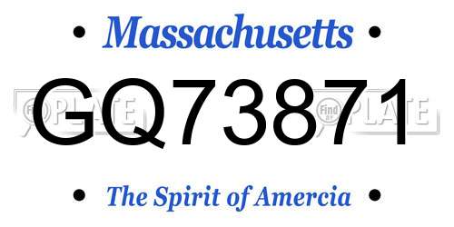 GQ73871 Massachusetts License Plate