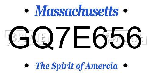 GQ7E656 Massachusetts License Plate