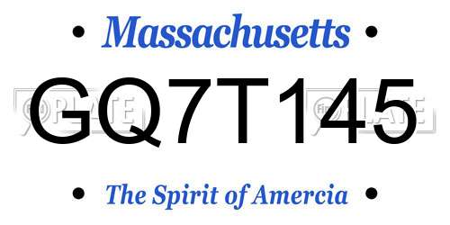 GQ7T145 Massachusetts License Plate