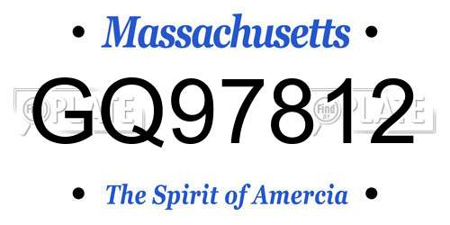 GQ97812 Massachusetts License Plate