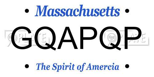 GQAPQP Massachusetts License Plate