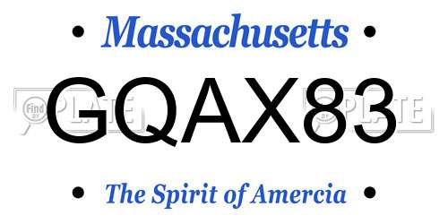 GQAX83 Massachusetts License Plate