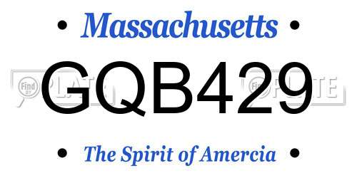 GQB429 Massachusetts License Plate