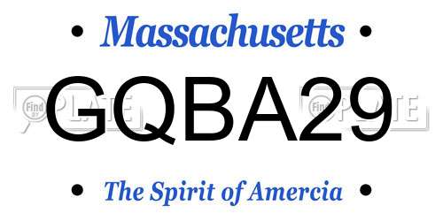 GQBA29 Massachusetts License Plate